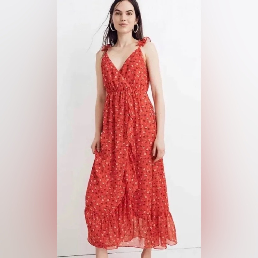 Madewell Floral Red Maxi Dress